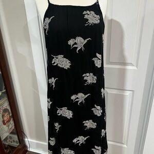 Vintage Elegant  Black and White Floral Midi Dress